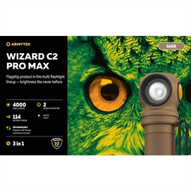 Armytek Wizard C2 Pro MAX Multi-Light, vitt ljus i sand